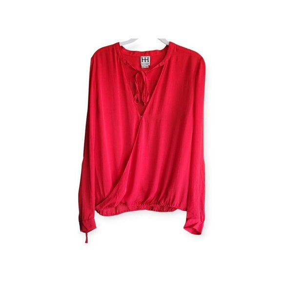 Haute Hippie Red Silk Tie-Front Blouse L - Picture 15 of 15